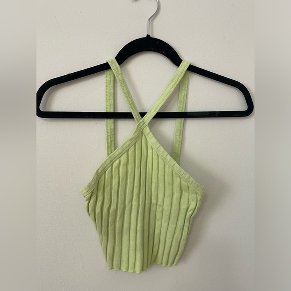 Zara lime green halter crop top - Picture 1 of 3